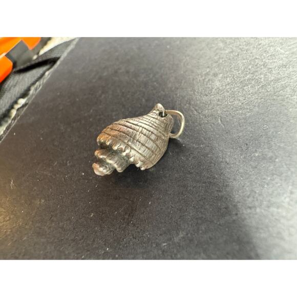 Vtg 925 Solid Sterling Silver Conch Sea Shell 3D Charm Pendant 17.6mm - Picture 4 of 10